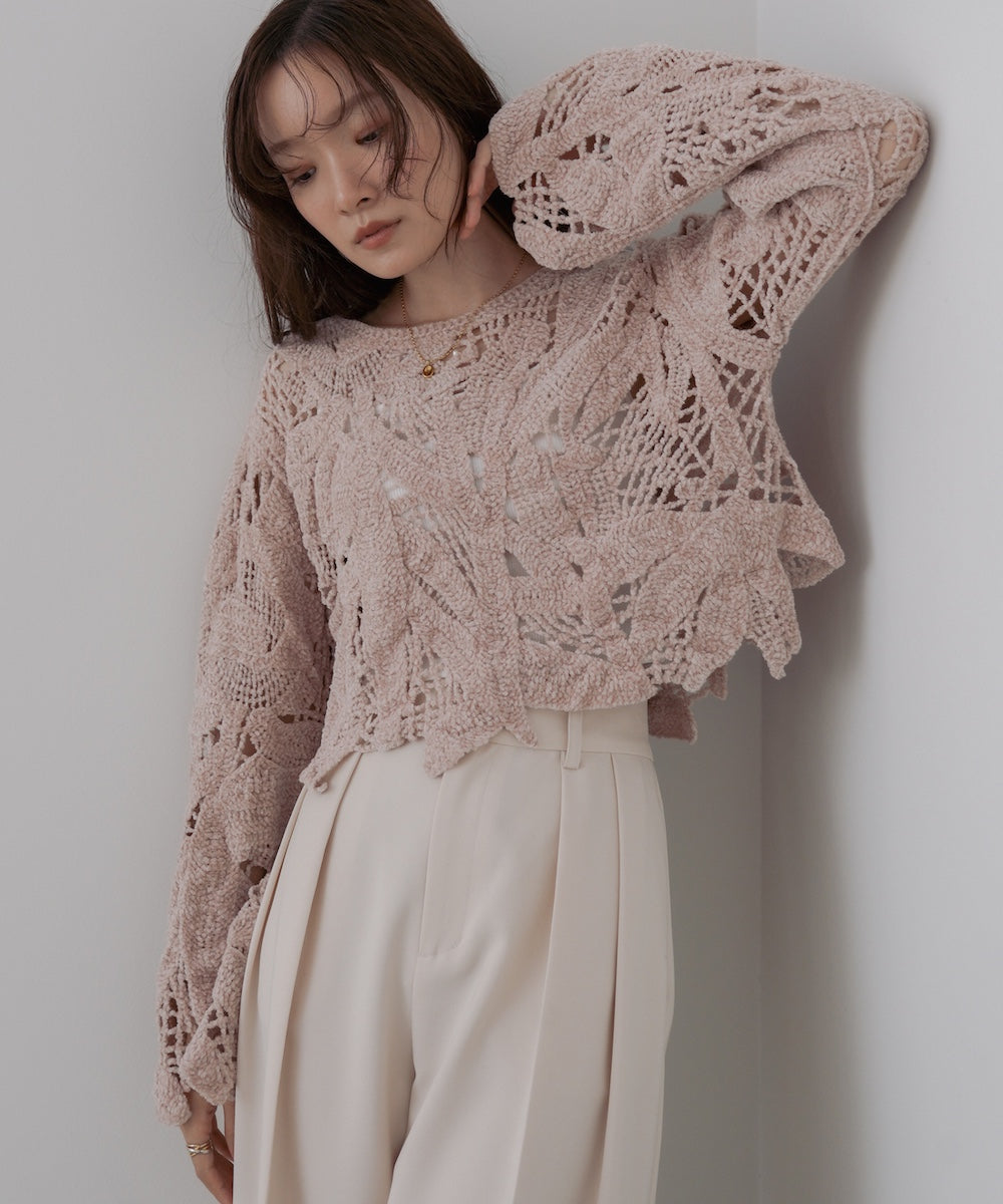 モールヤーンクロシェショートトップス