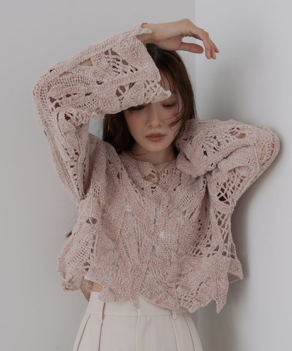 モールヤーンクロシェショートトップス