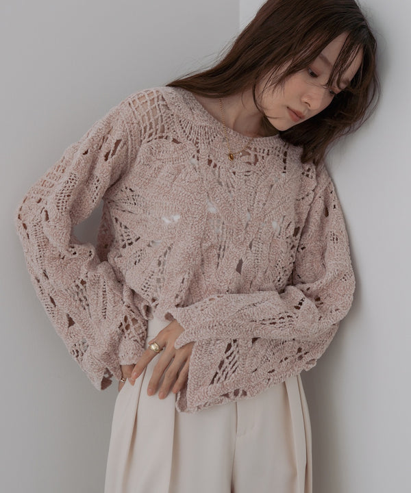 モールヤーンクロシェショートトップス