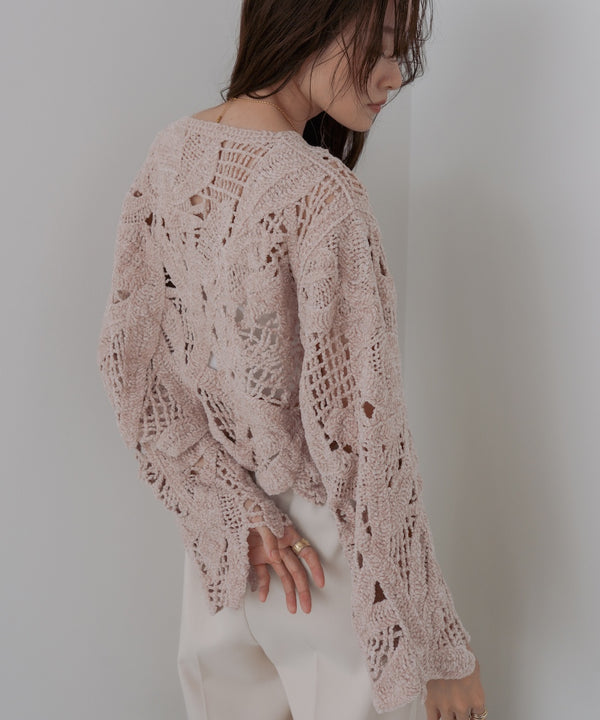 モールヤーンクロシェショートトップス