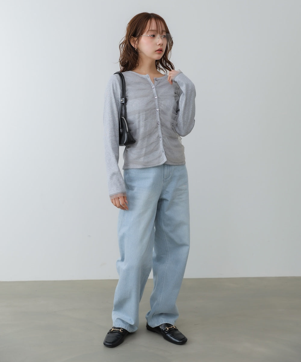 チュールギャザーカーディガン