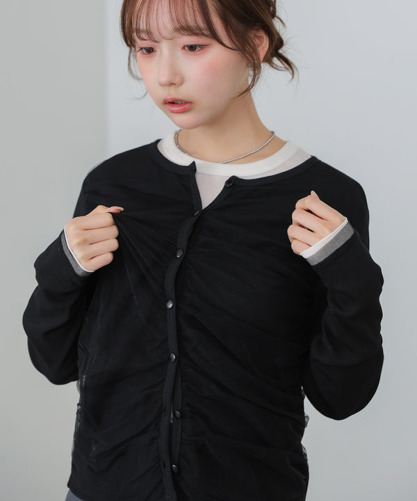 チュールギャザーカーディガン