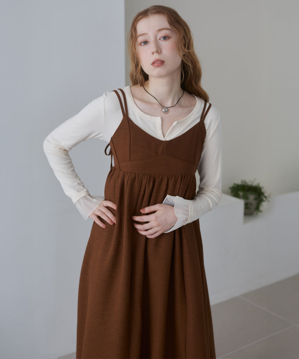 【S・Mサイズ展開】ビスチェライクフレアキャミワンピース