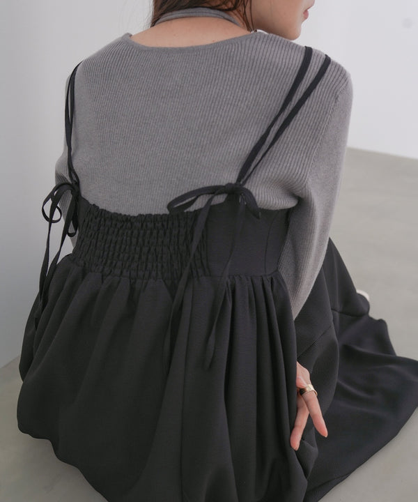 【S・Mサイズ展開】ビスチェライクフレアキャミワンピース