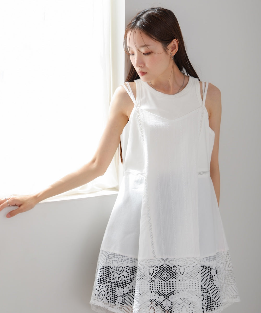 レース切り替えミニワンピピース