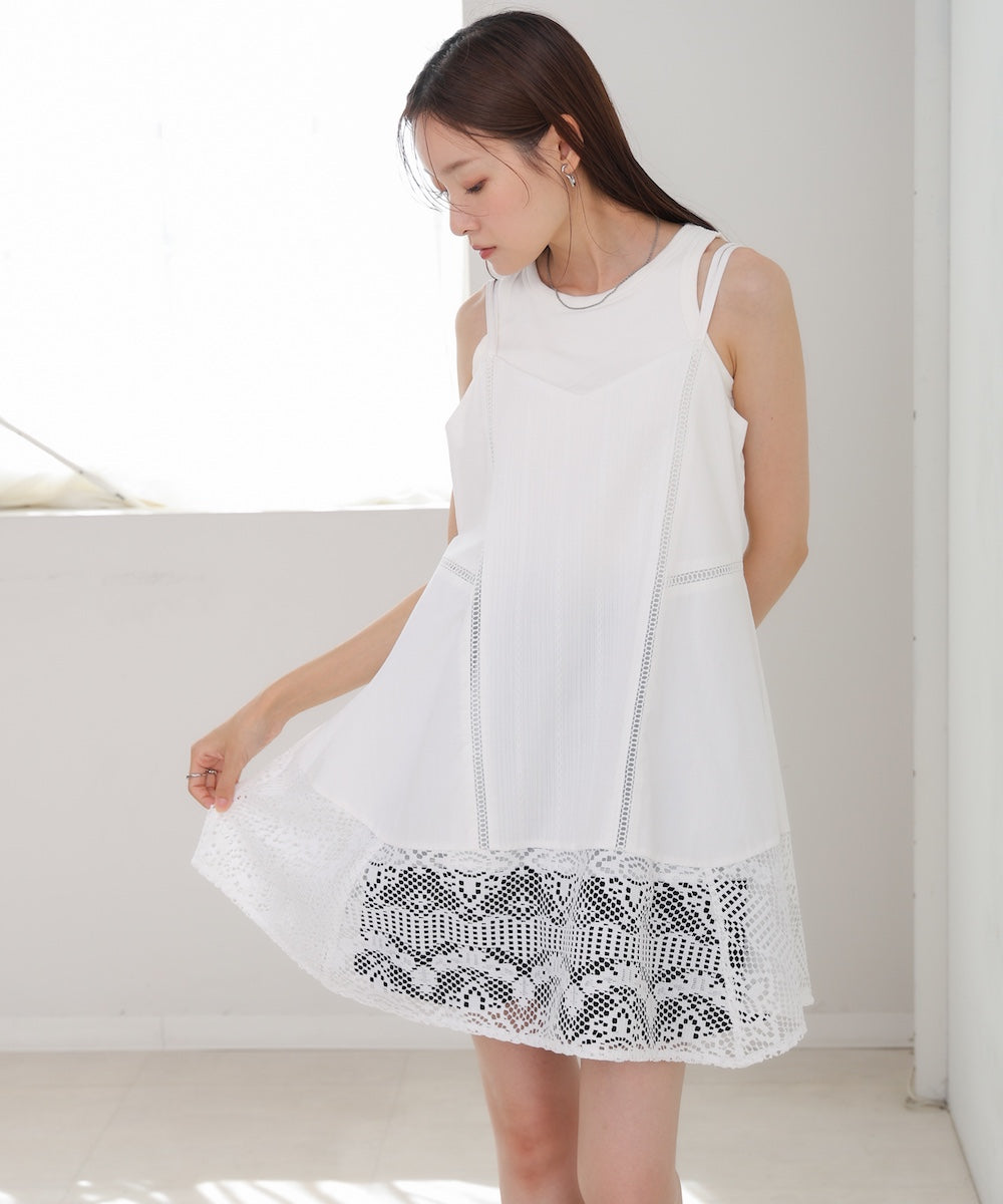 レース切り替えミニワンピピース