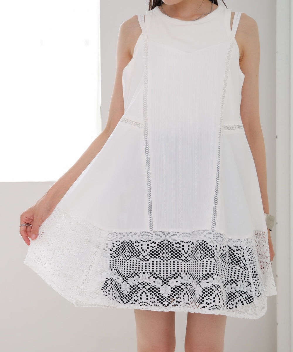 レース切り替えミニワンピピース