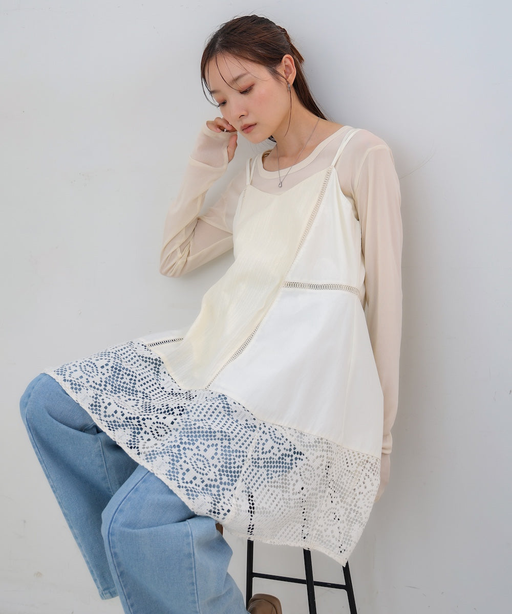 レース切り替えミニワンピピース