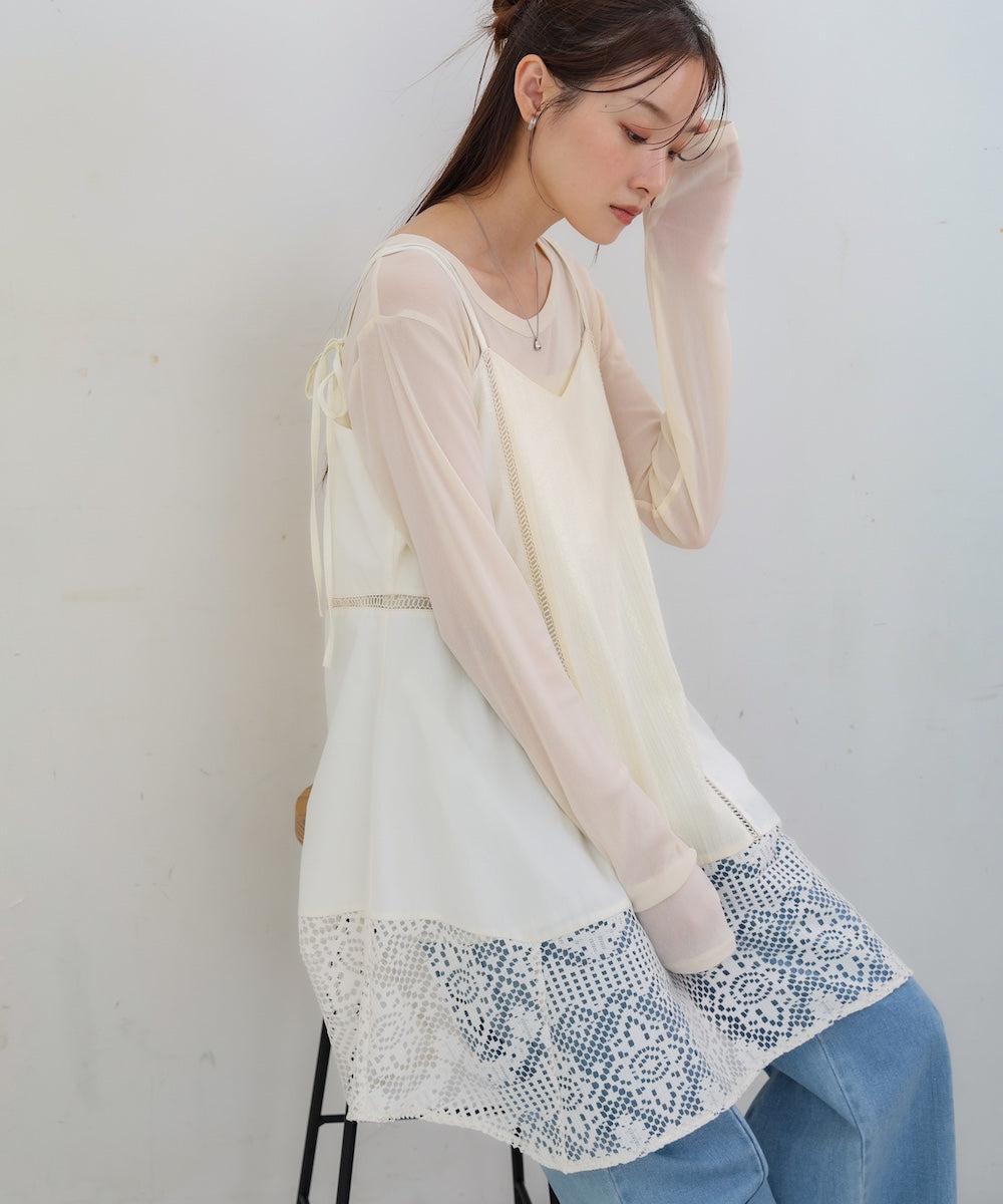 レース切り替えミニワンピピース