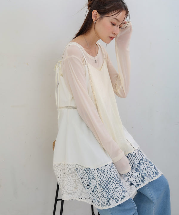 レース切り替えミニワンピピース