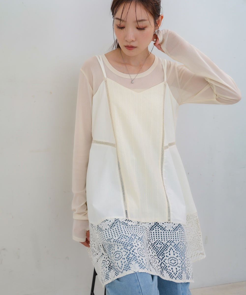 レース切り替えミニワンピピース