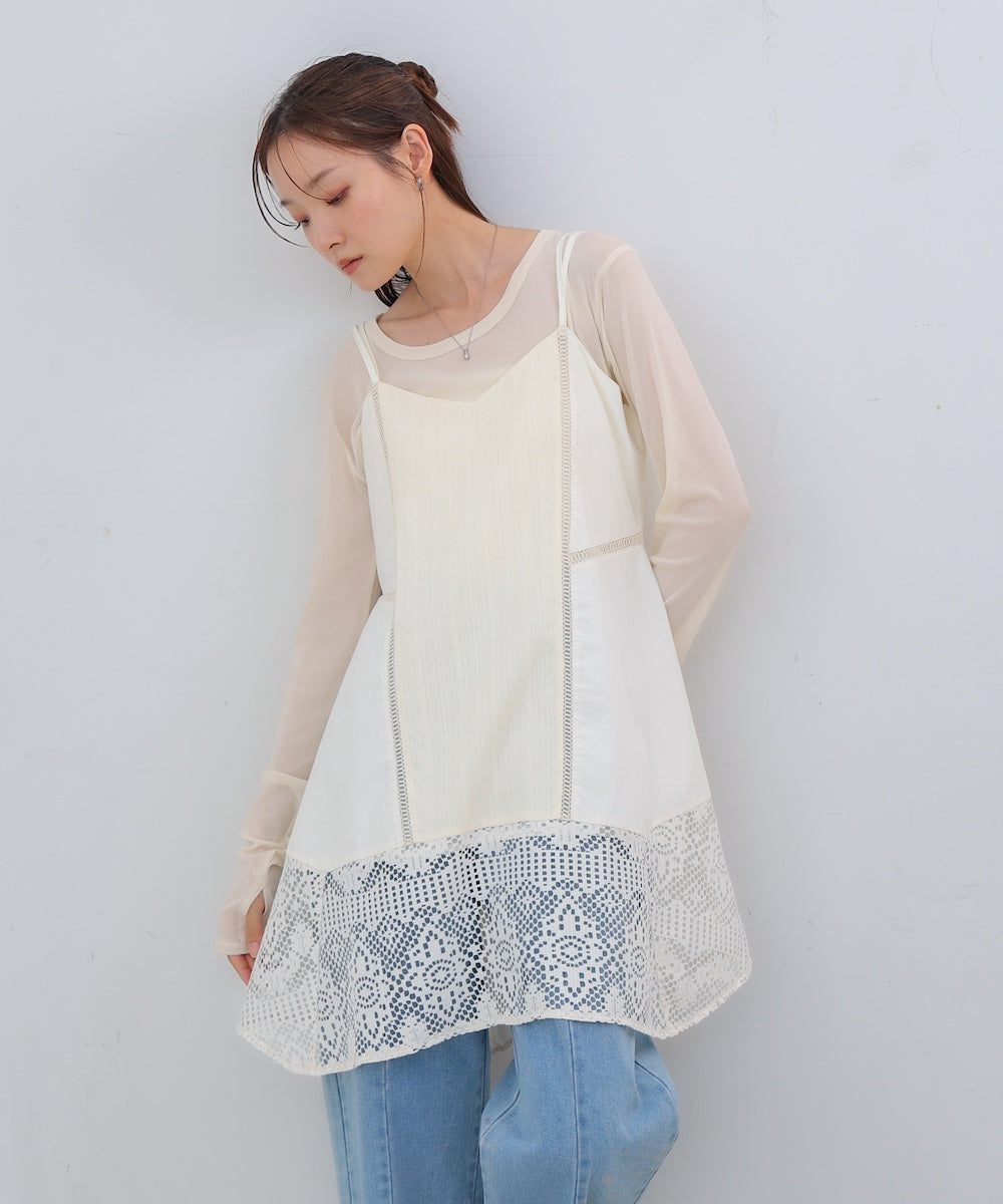 レース切り替えミニワンピピース