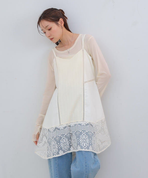 レース切り替えミニワンピピース