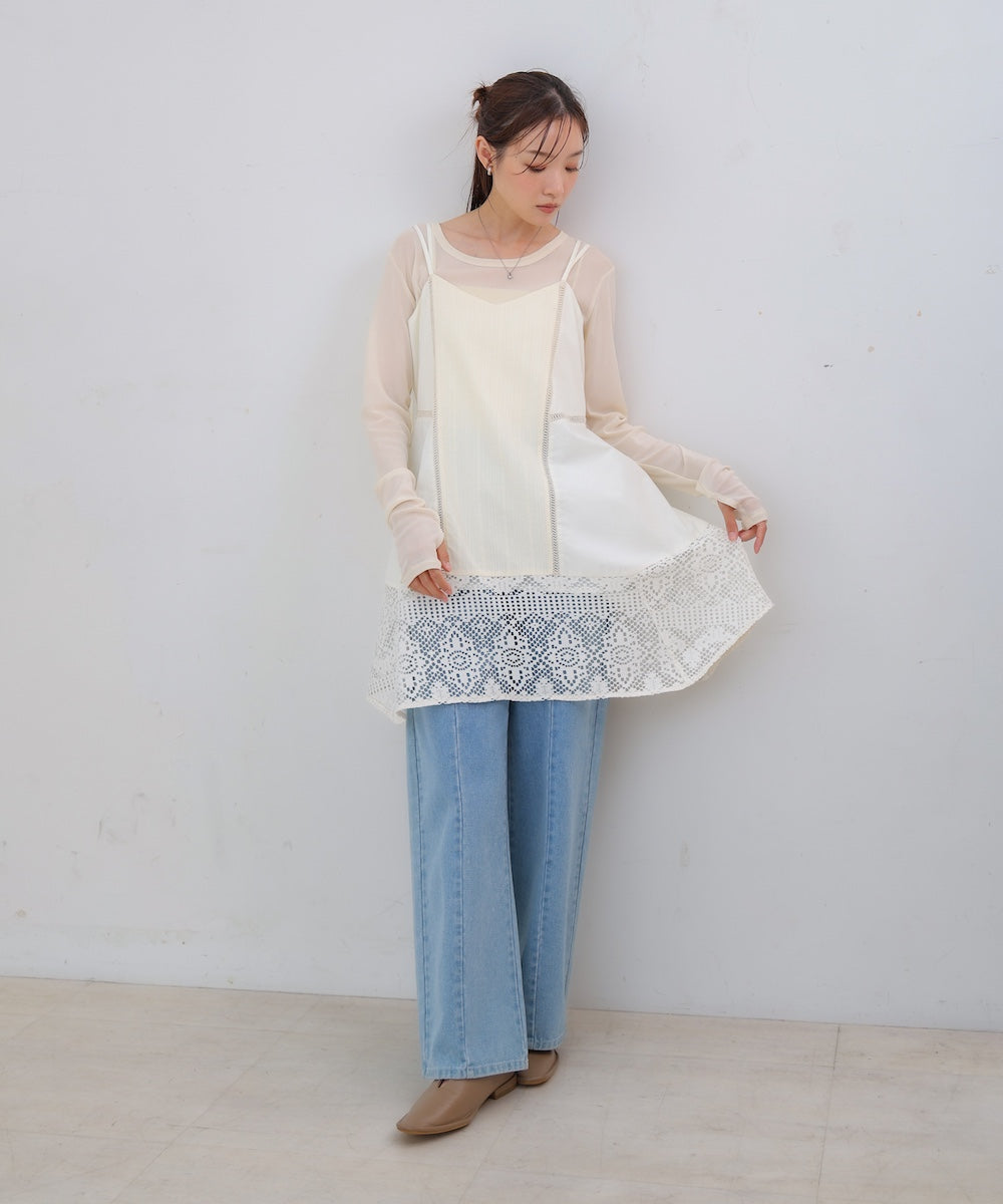 レース切り替えミニワンピピース