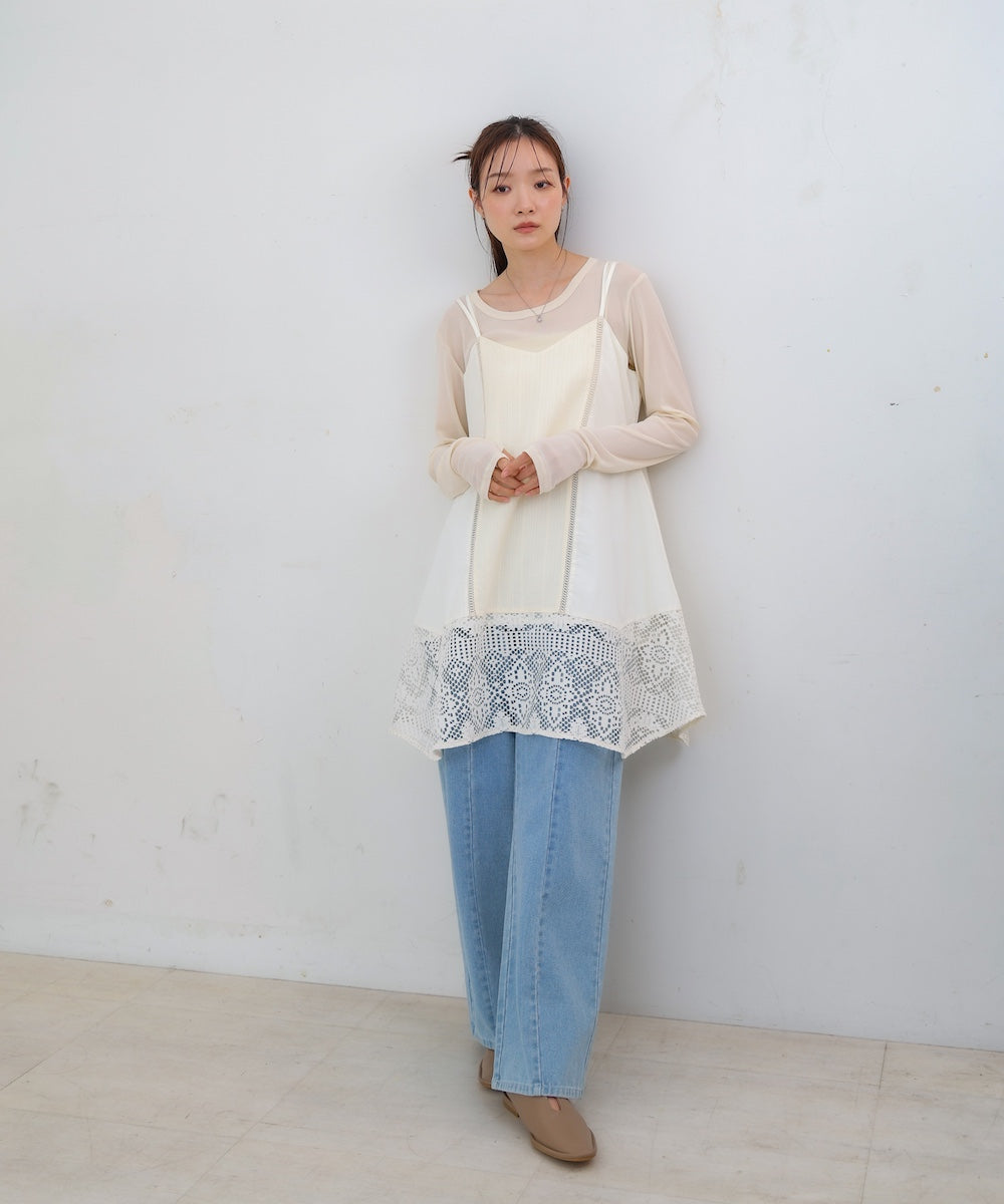 レース切り替えミニワンピピース