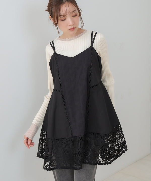 レース切り替えミニワンピピース