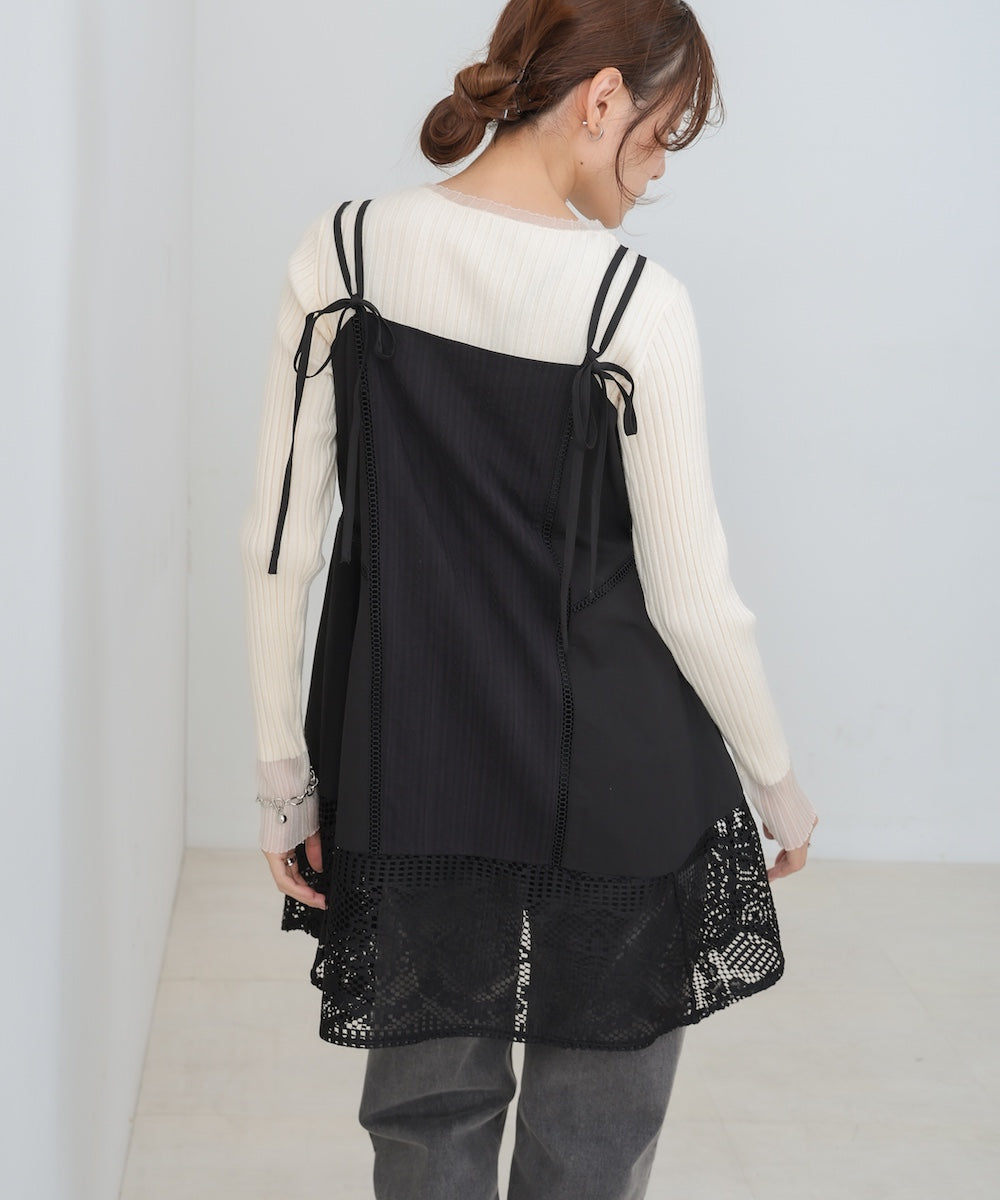 レース切り替えミニワンピピース