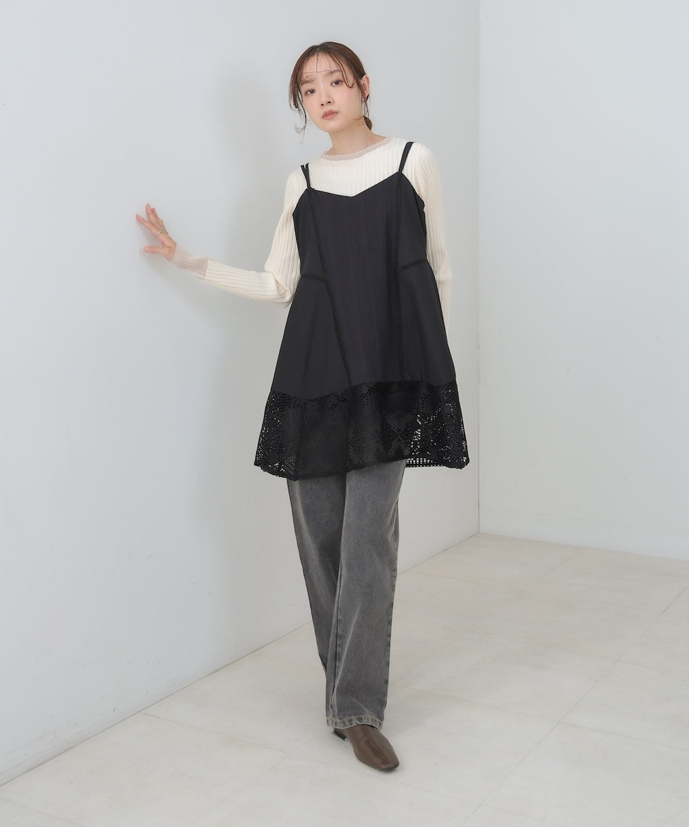 レース切り替えミニワンピピース