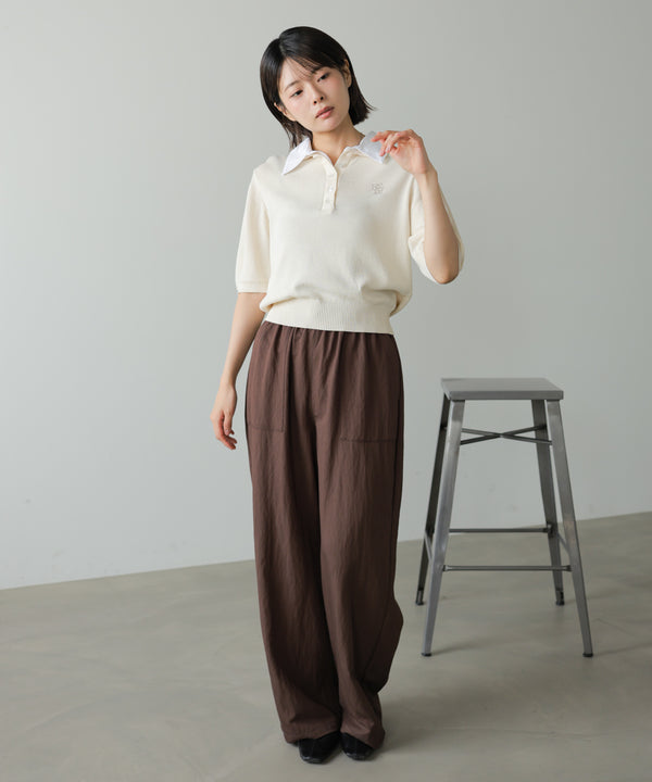 ダブルカラー衿付きポロニット