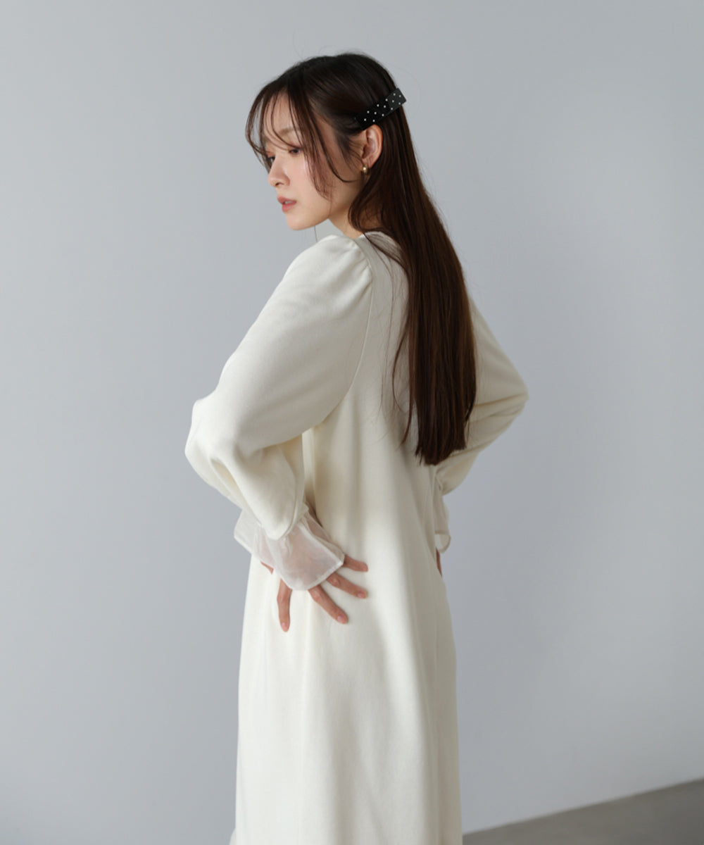 オーガンジー切替スウェットワンピース