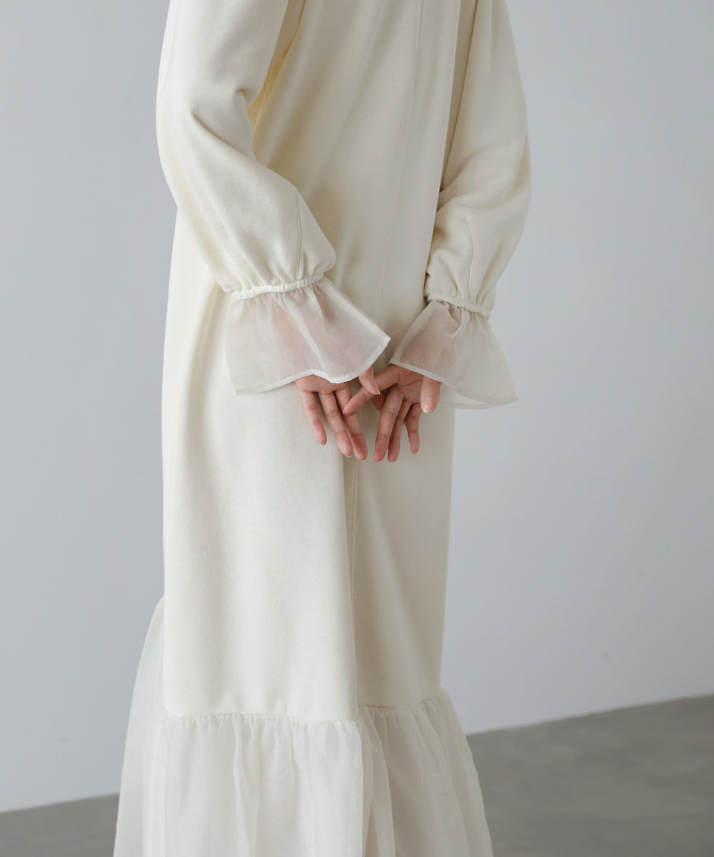 オーガンジー切替スウェットワンピース