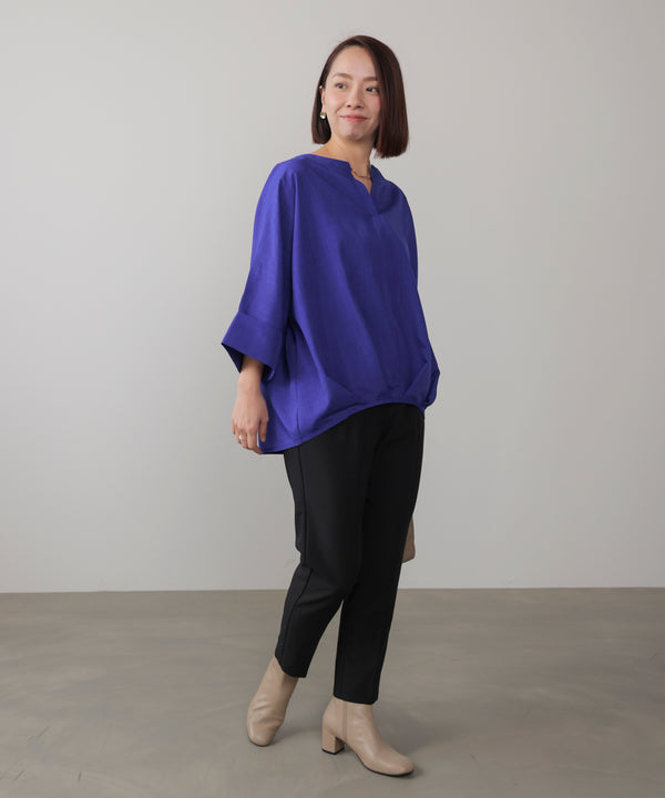 麻ライクキータックブラウス