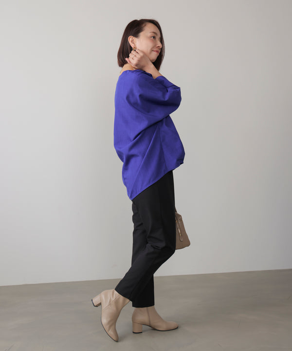 麻ライクキータックブラウス