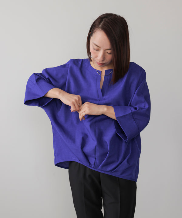 麻ライクキータックブラウス