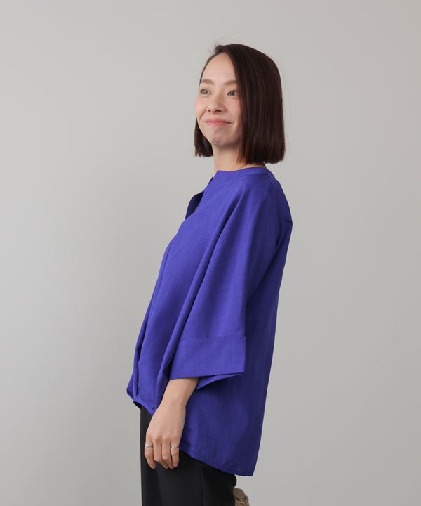 麻ライクキータックブラウス