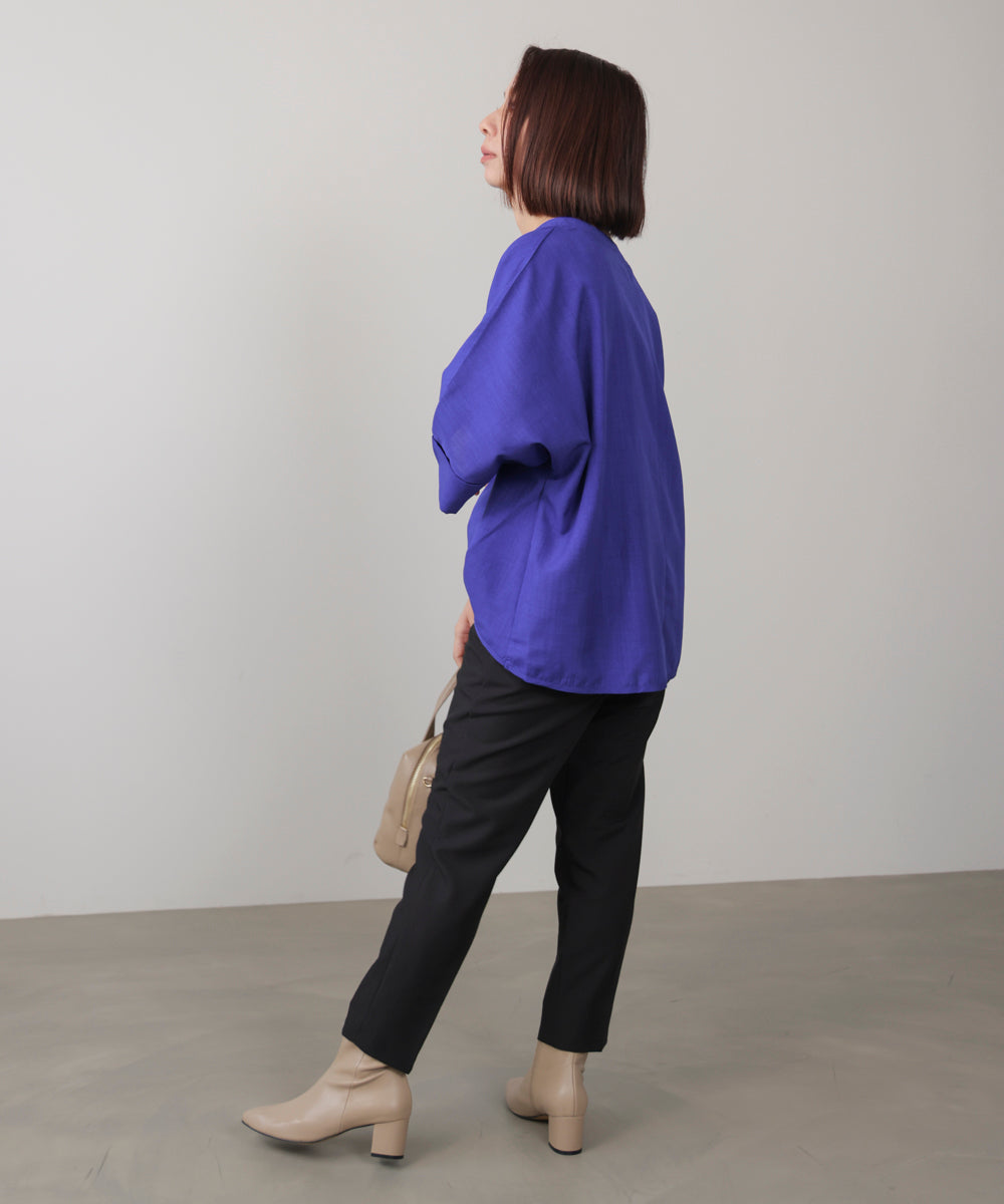 麻ライクキータックブラウス