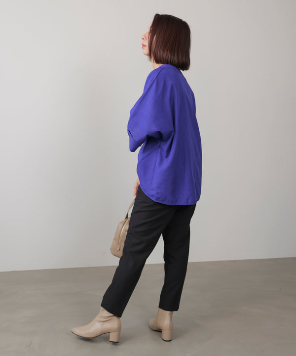 麻ライクキータックブラウス