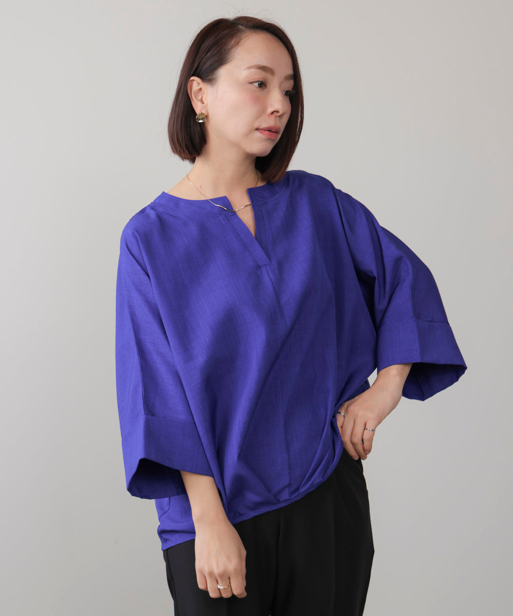 麻ライクキータックブラウス