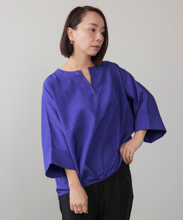 麻ライクキータックブラウス