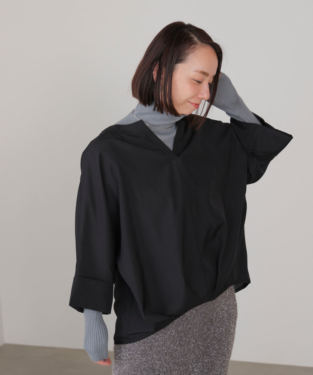 麻ライクキータックブラウス