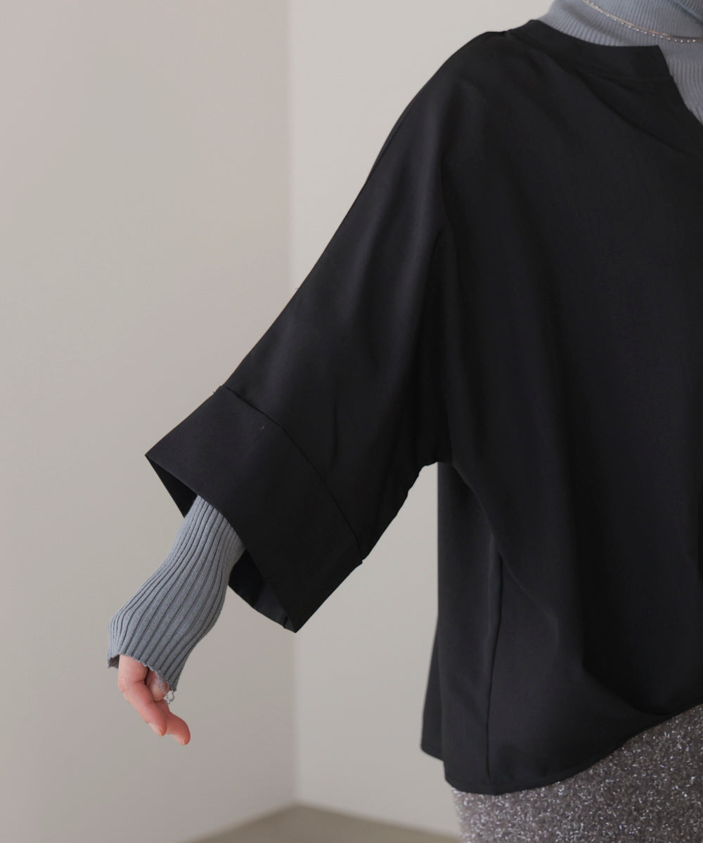 麻ライクキータックブラウス