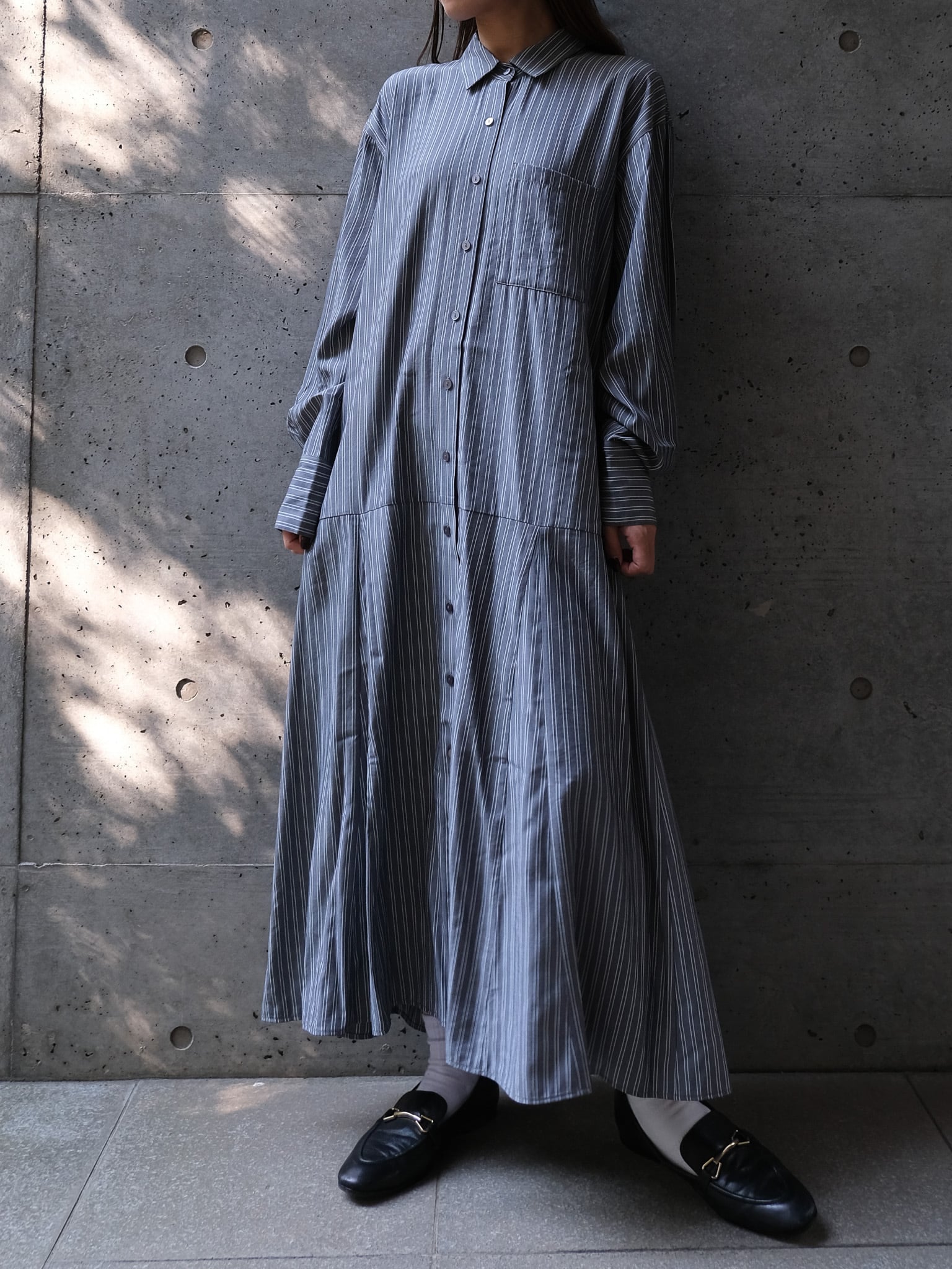 STRIPED SHIRT OP(ｽﾄﾗｲﾌﾟｼｬﾂﾜﾝﾋﾟｰｽ)