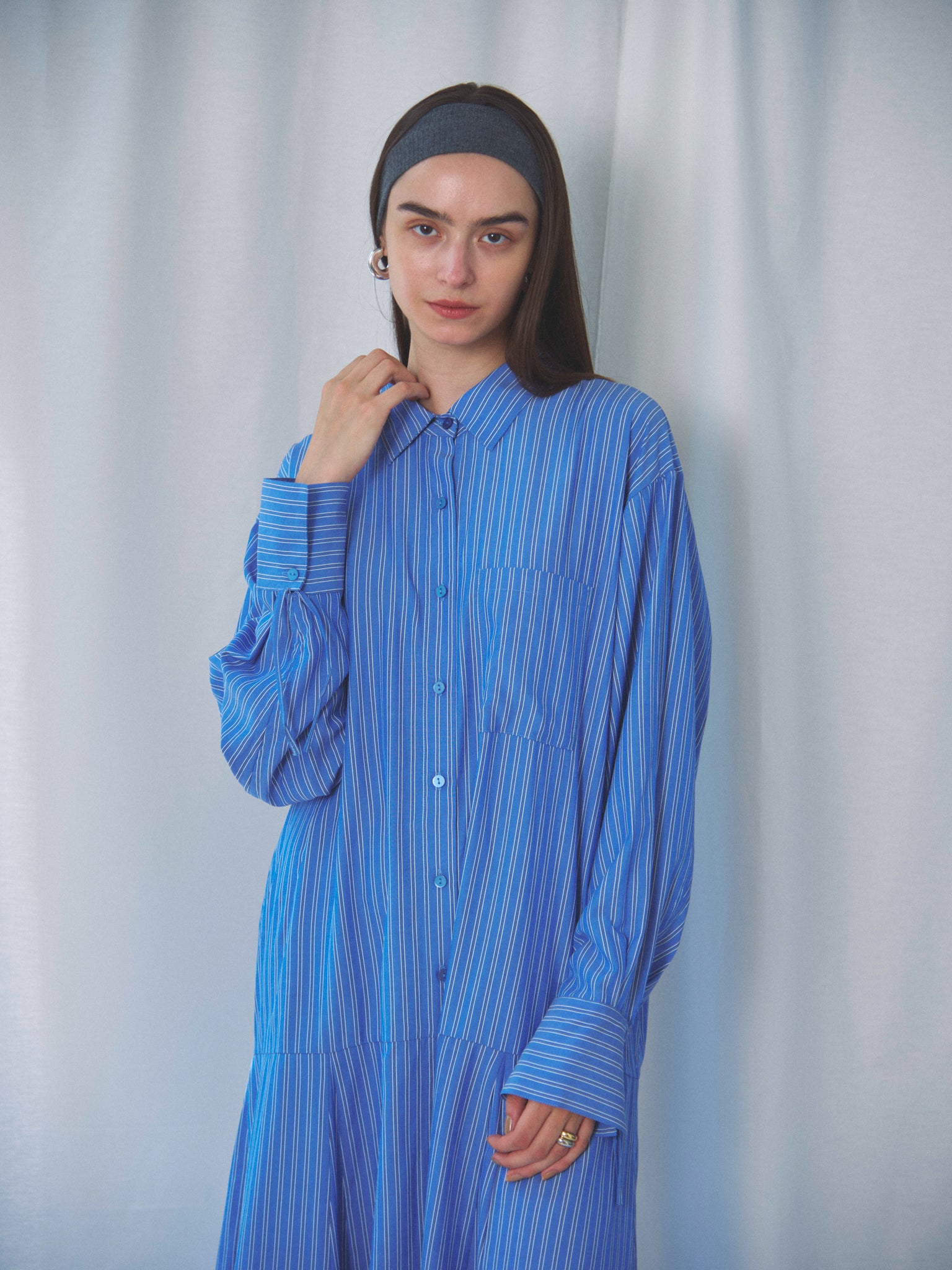 STRIPED SHIRT OP(ｽﾄﾗｲﾌﾟｼｬﾂﾜﾝﾋﾟｰｽ)