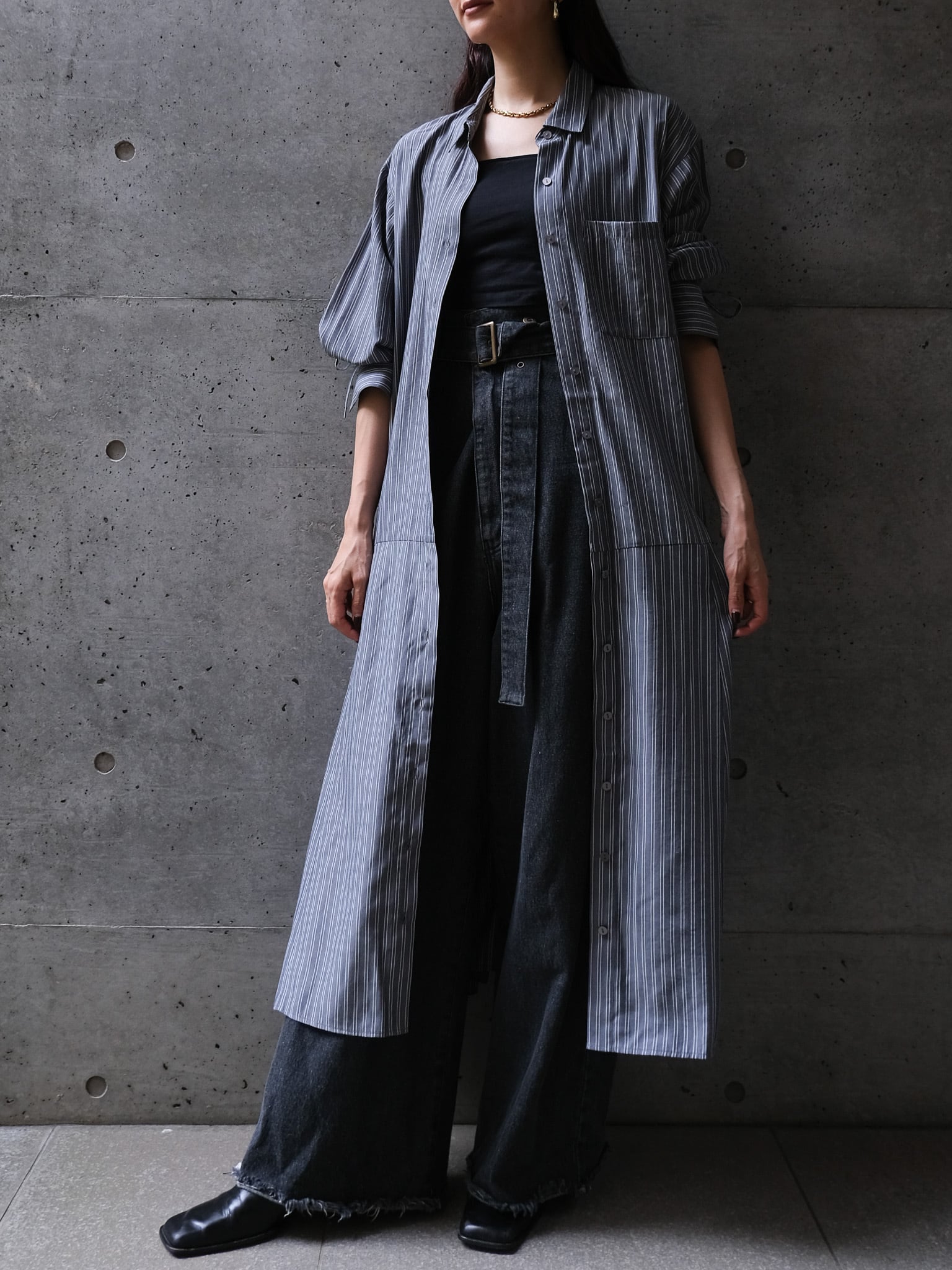 STRIPED SHIRT OP(ｽﾄﾗｲﾌﾟｼｬﾂﾜﾝﾋﾟｰｽ)