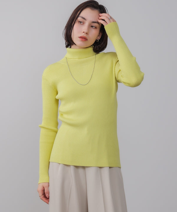 【温度調整素材】バック釦タートルニット