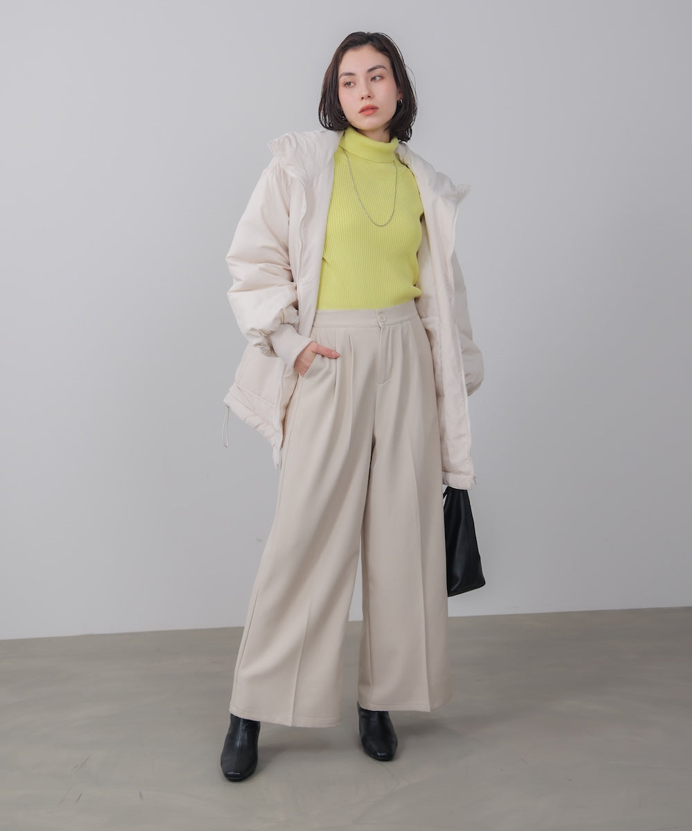 【温度調整素材】バック釦タートルニット