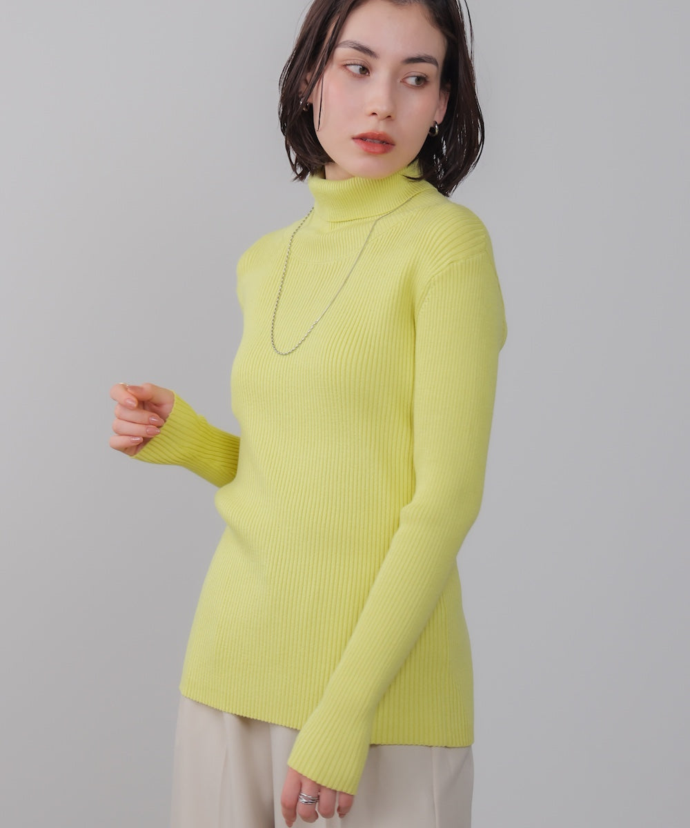 【温度調整素材】バック釦タートルニット