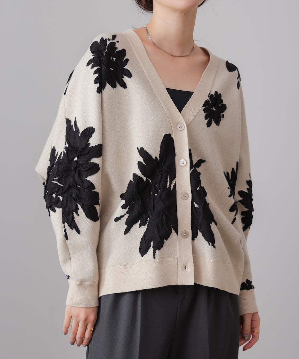 【新色追加】フラワージャガードドルマンニットカーディガン