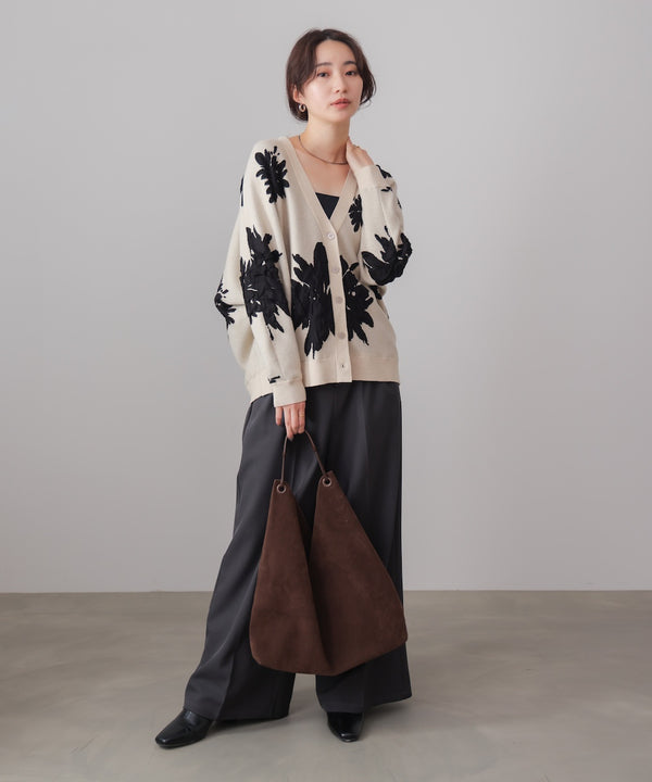 【新色追加】フラワージャガードドルマンニットカーディガン