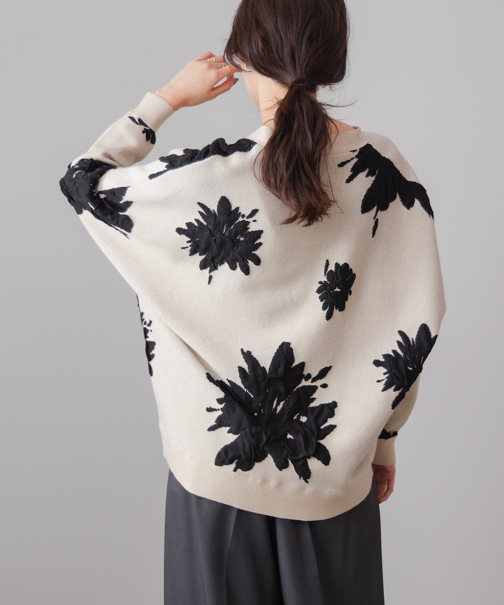【新色追加】フラワージャガードドルマンニットカーディガン