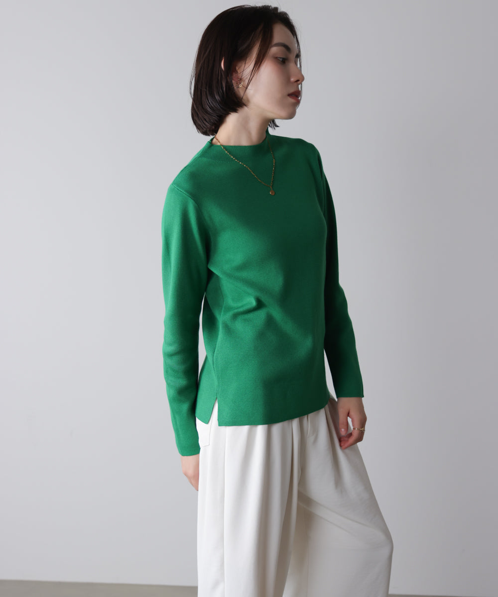 ハイネック総針ニットプルオーバー