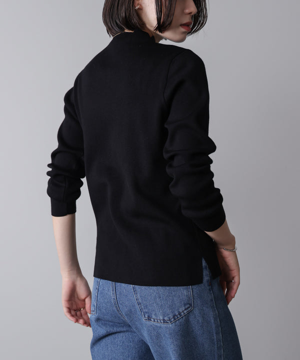 ハイネック総針ニットプルオーバー