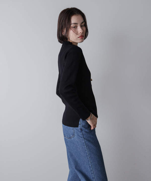 ハイネック総針ニットプルオーバー