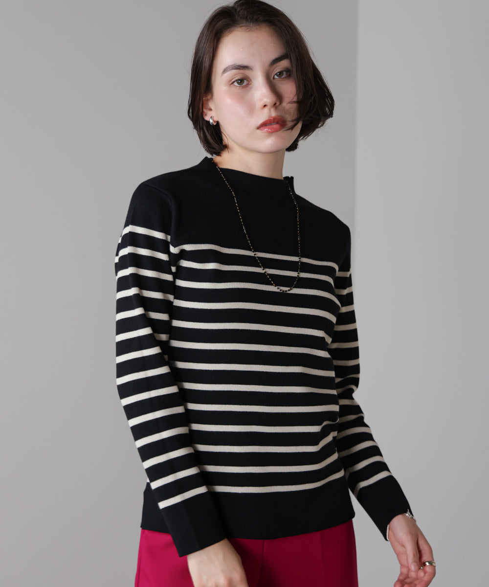 ハイネック総針ニットプルオーバー