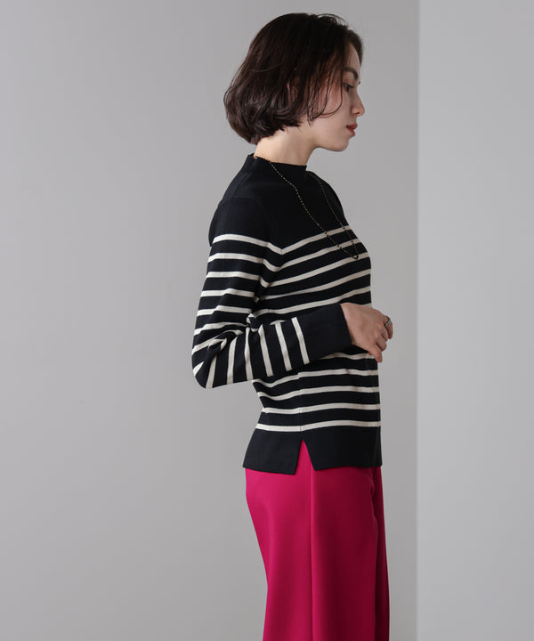 ハイネック総針ニットプルオーバー