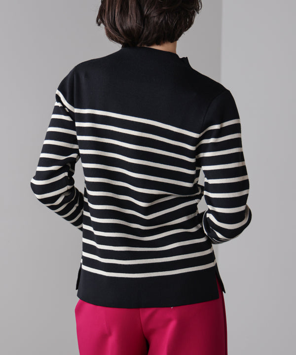 ハイネック総針ニットプルオーバー